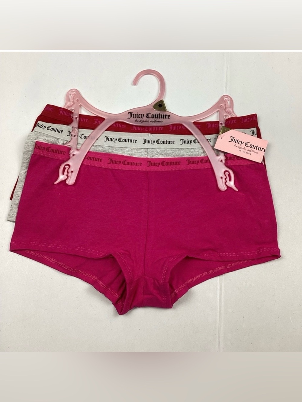 Juicy Couture 3 Pack Cotton Blend Boyshorts Panties Underwear NEW!